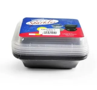 Sparkles Mv Rectangular Container Black, 5 Pieces