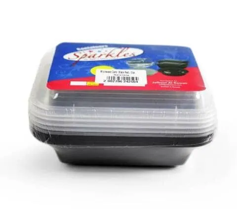 Sparkles Mv Rectangular Container Black, 5 Pieces