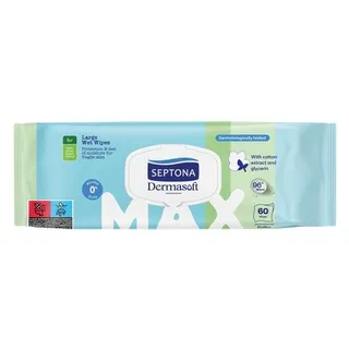 Septona Dermasoft Large Wet Wipes with Cotton Extract and Glycerin, 60 Wipes