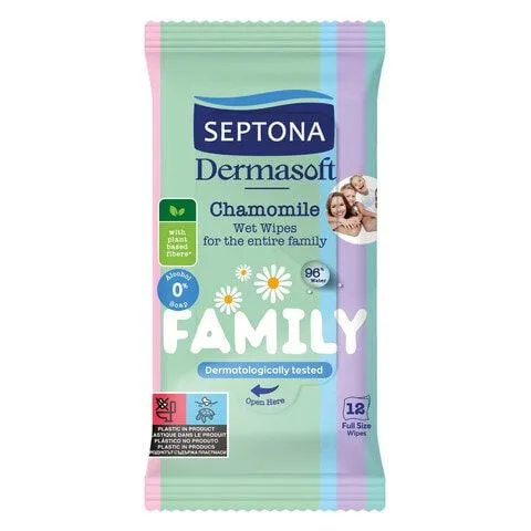Septona Dermasoft Wipes for the Family 12pcs