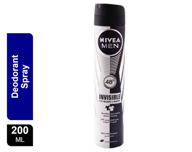 Nivea Invisible Black & White Fresh Deodorant Spray for Men, 200ml