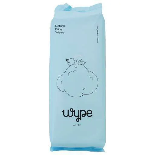 Wype Natural Baby Wipes, 60 Wipes
