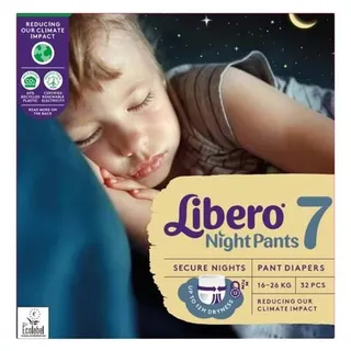 Libero Baby Diapers Night Pant Diapers, No. 7, 32 Pcs