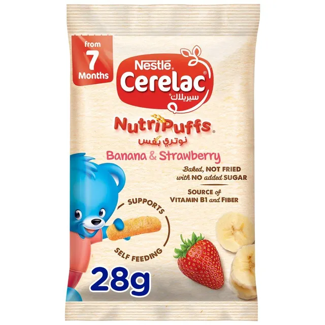 Cerelac Banana & Strawberry Nutri Puffs, 28g