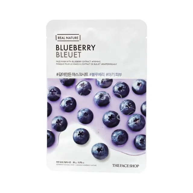 The Face Shop Real Nature Blueberry Face Mask, 20g