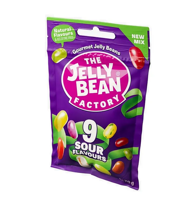 Jellybean Factory Bag 9 Sour Flavors Gelatin & Gluten Free 70g