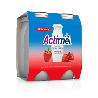 Actimel Strawberry Flavor Dairy Drink, 4x93ml