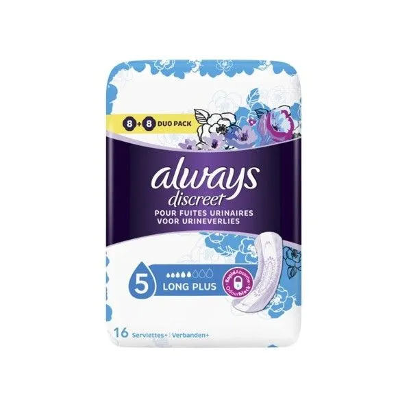 Always Discreet Long Plus Pads, 16 Pieces