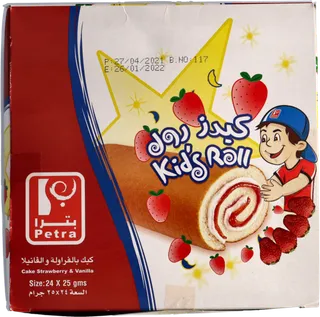 Petra Kids Strawberry & Vanilla Roll Cakes, 24x25g