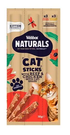 Webbox Naturals Beef & Chicken Cat Sticks, 3 Pieces, 30g