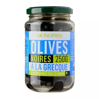 Monoprix Greek Black Olives 250G