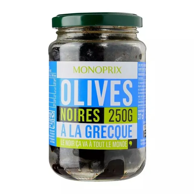 Monoprix Greek Black Olives 250G