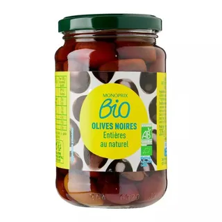 Monoprix Bio Whole Black Olives 210G