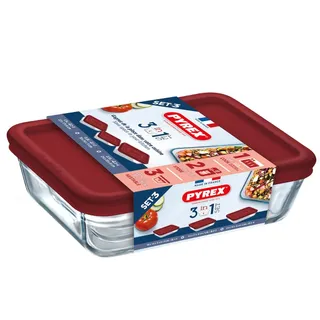Pyrex Glass Container Set with Lids, 3 Pieces