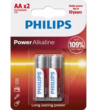 Philips AA Alkaline Battery, 6 Pieces