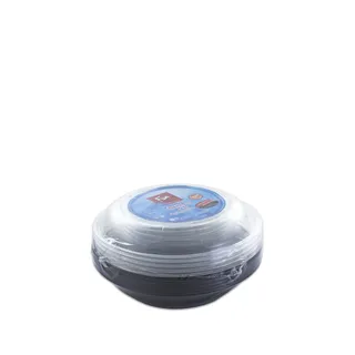 Fun Multipurpose Black Round Container with Lid, 16oz, 5 Pieces