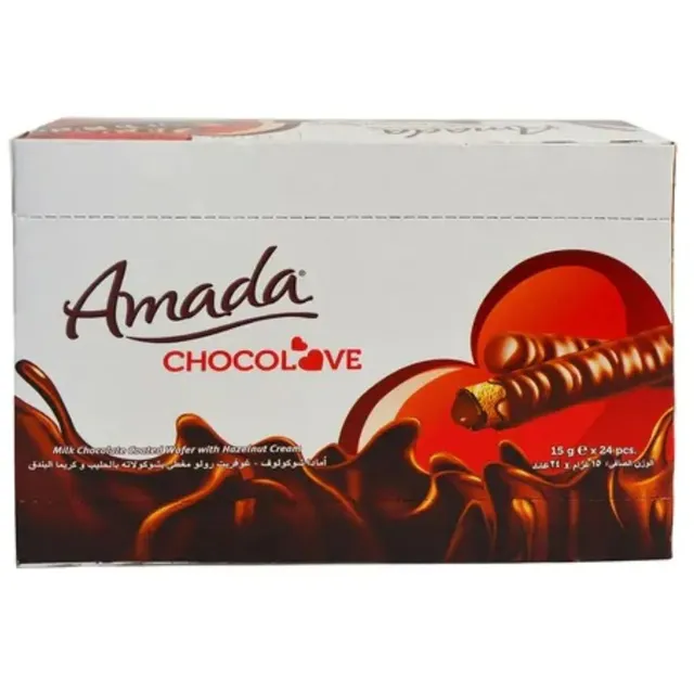 Amada Chocolove Milk Chocolate Wafer of Gofrette Rolo with Hazelnut Cream, 24x15g