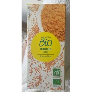Monoprix Organic Lentilles Corail 450G