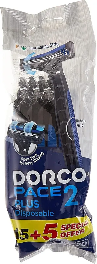 Dorco 2 Blades Razor for Men, 20 Pieces