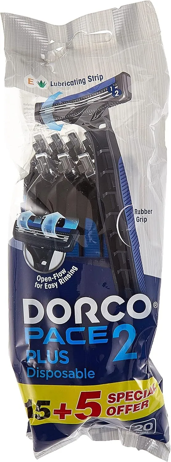 Dorco 2 Blades Razor for Men, 20 Pieces