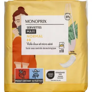 Monoprix Maxi Normal Pads, 18 Pieces