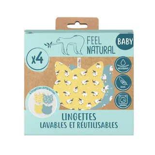 Feel Natural Washable And Reusable Wipes Set Of 4 Pieces