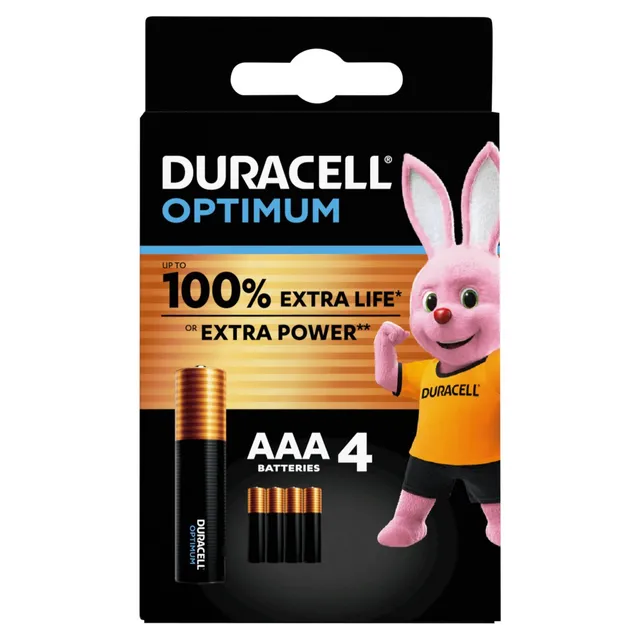 Duracell Optimum AAA Batteries, 4 Pieces