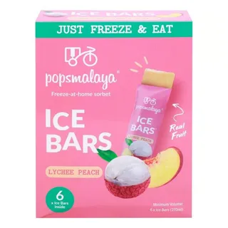 Pops Malaya Lychee Peach Ice Bars, 6x270ml