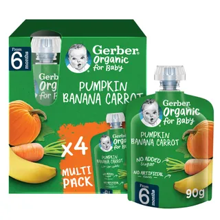 Gerber Organic Pumpkin Banana Carrot Baby Food 4x90g