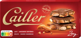 Cailler Milk Chocolate with Almonds Tab, 200g