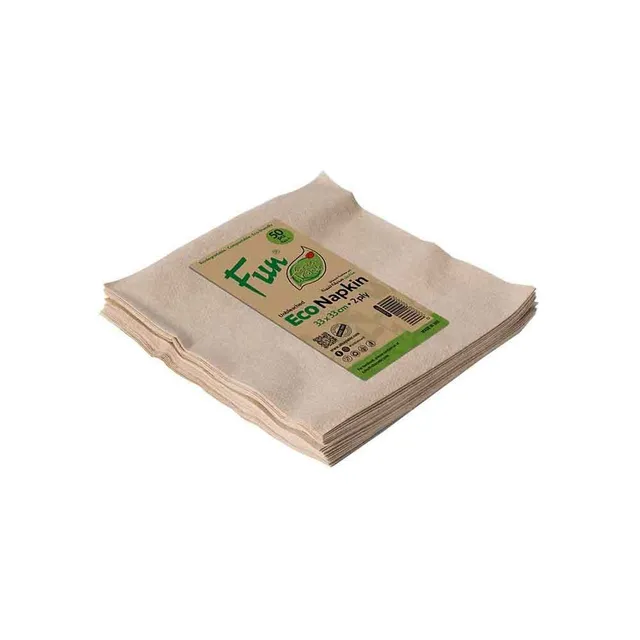 Fun Unbleached 2-Ply Eco-Napkins 33X33Cm