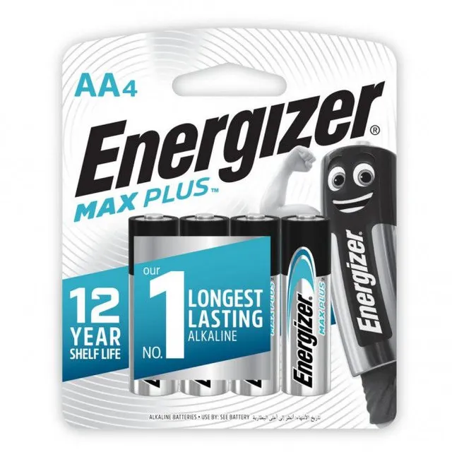 Energizer Max Plus Alkaline AA Batteries, 4 Pieces