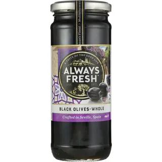 ALWAYS FRESH SPANISH BLACK OLIVES 450GM