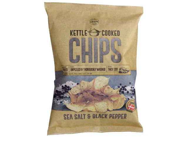 Crispy Kettle Cooked Chips Seasalt & Black Pepper, Denmark, 150g