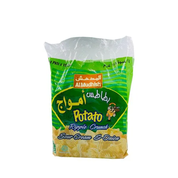 Al Mudhish Ripple Sour Cream & Onion Potato Chips, 24x15g