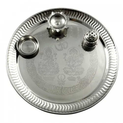 SILVER GLOBE POOJA THALI SS NO 1