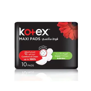 KOTEX بطانات داخلية فوط ماكسي سوبر مع أجنحة كوكو 10S