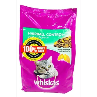 WHISKAS CAT FOOD CHICKEN & TUNA HAIRBALL CONTROL 1.1KG