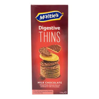 MCVITIES BISCUIT DIGESTIVE THINS MILK CHOCOLATE 150G
