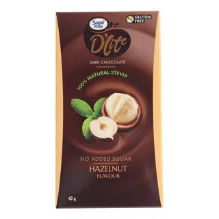 DLITE DARK CHOCOLATE SUGAR FREE HAZELNUT 40G