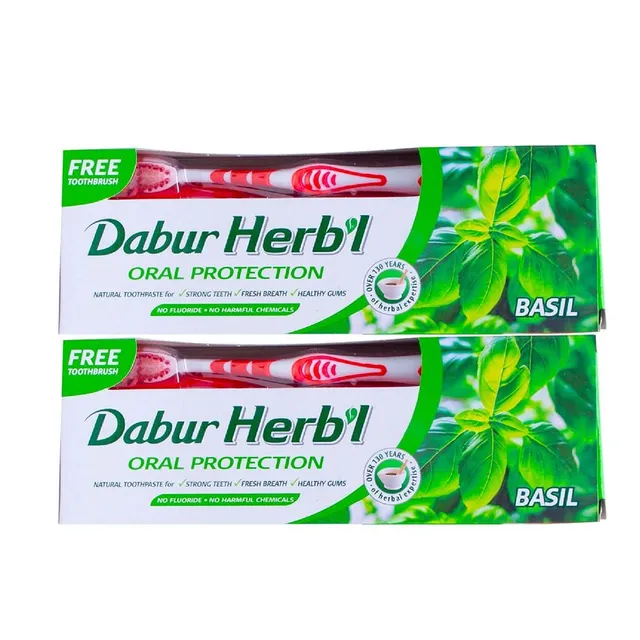 دابور معجون أسنان عشبي ريحان عرض 150جم×2+فرشاة أسنان ×2