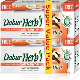 دابور معجون أسنان عشبي قرنفل عرض 150جم×2+فرشاة أسنان×2