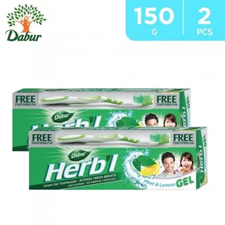 دابور معجون أسنان عشبي نعناع وليمون جل عرض 150جم×2+فرشاة أسنان ×2