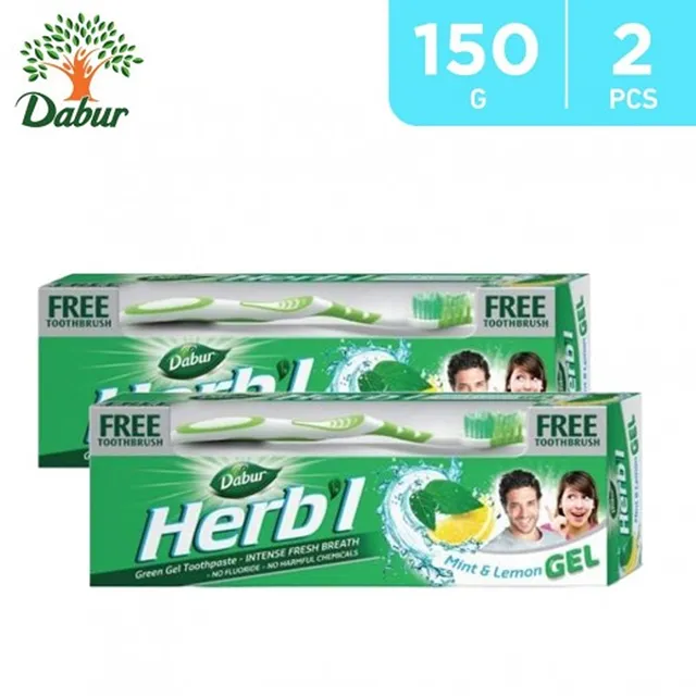 دابور معجون أسنان عشبي نعناع وليمون جل عرض 150جم×2+فرشاة أسنان ×2