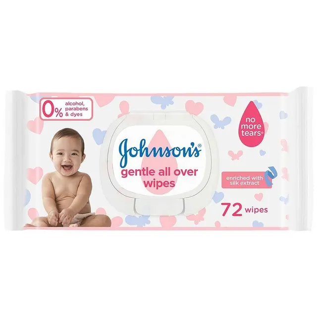 JOHNSONS BABY WIPES GENTLE ALL OVER 72S