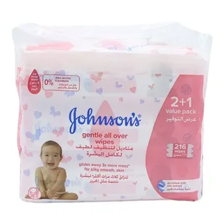 JOHNSONS BABY WIPES GENTLE ALL OVER PROMO 72S 2+1 FREE