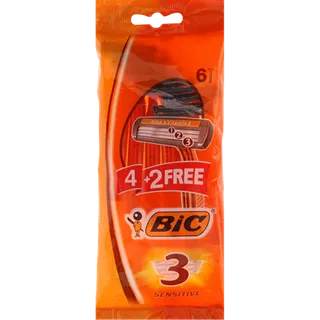 BIC DISPOSABLE RAZOR SENSITIVE 3 BLADE PROMO 4+2 FREE