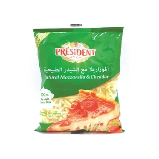 PRESIDENT SHREDDED MOZZARELLA NATURAL CHEDDAR 200G