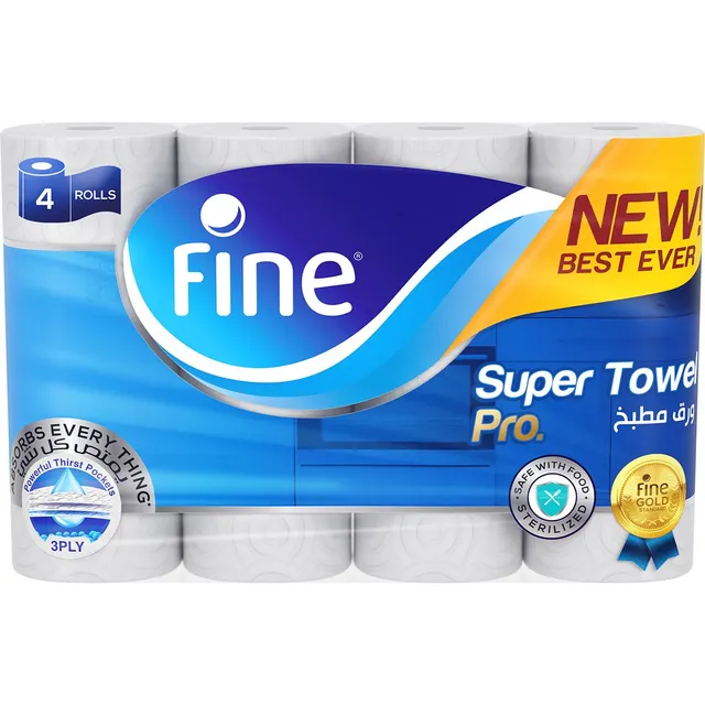 FINE KITCHEN TOWEL SUPER PRO 3PLY 60SHEETS 4ROLLS