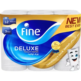 FINE TOILET TISSUE DELUXE 3PLY 140SHEETS 12ROLLS